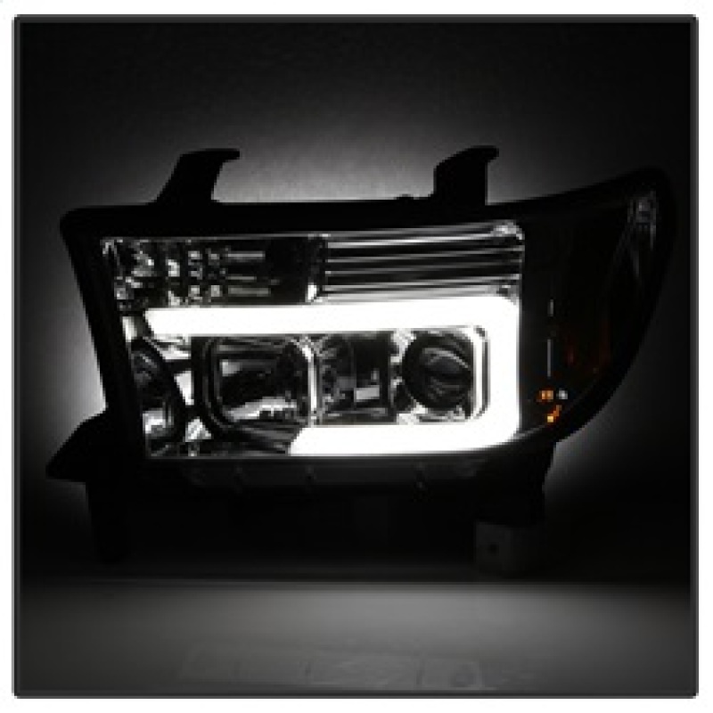 Toyota Tundra Headlight Set - SPYDER - Version 2 - Light Bar DRL - Projector - Chrome - `07-`13