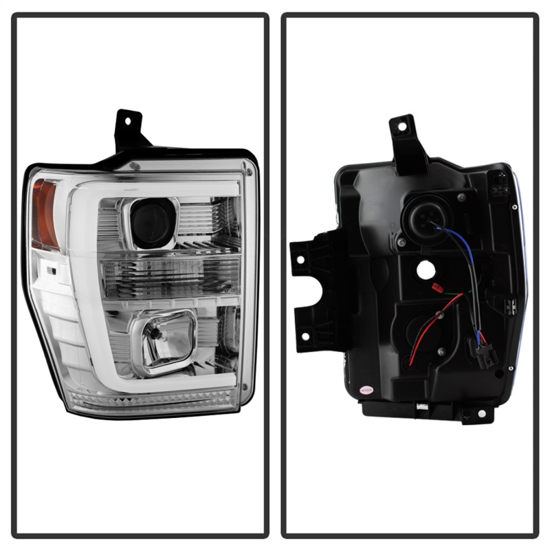 Ford F-250 Super Duty Headlights - SPYDER - Version 2 - Light Bar DRL - Chrome - `08-`10