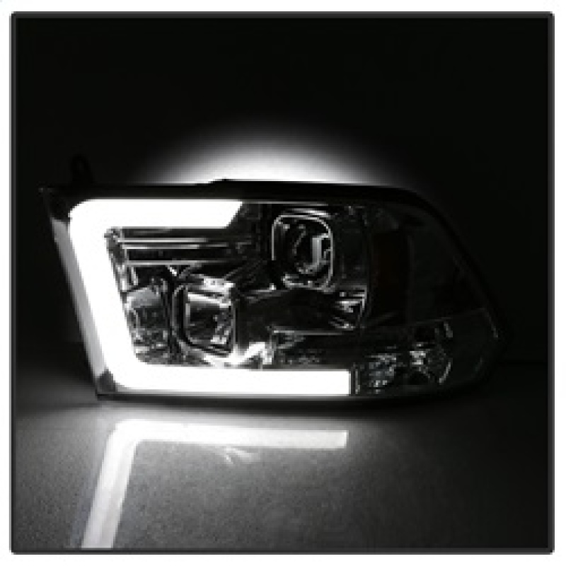 Dodge Ram 1500 Headlights - SPYDER - Projector - Version 2 - Light Bar DRL - Halogen - Chrome - `09-`16