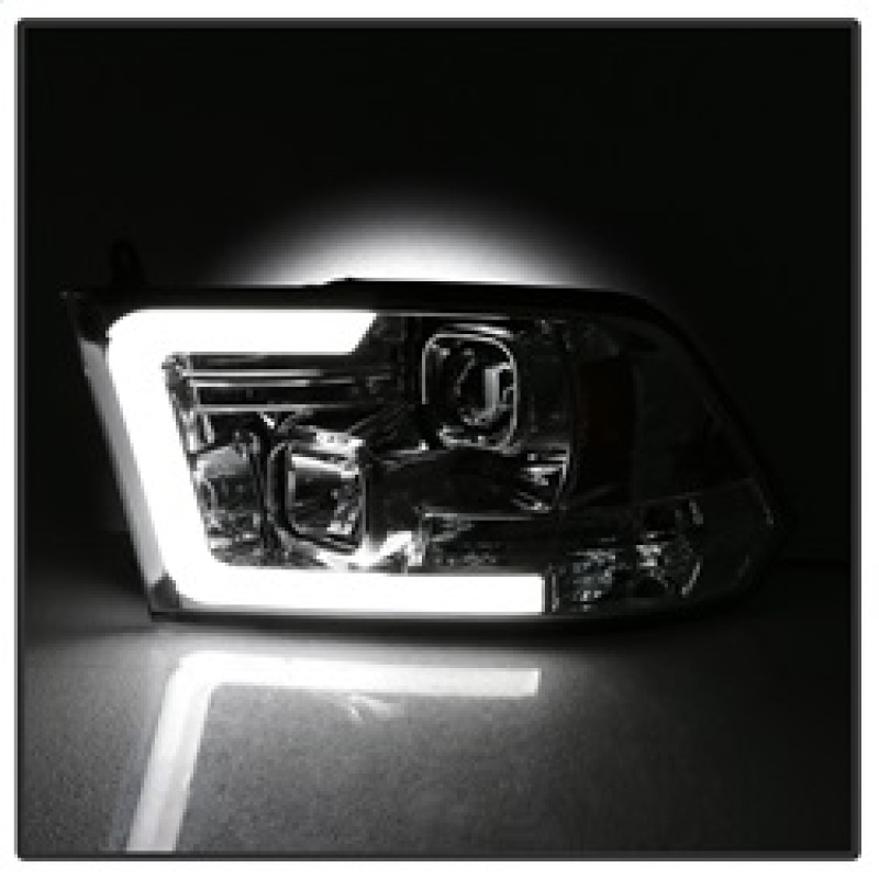 Dodge Ram 1500 Headlights - SPYDER - Projector - Version 2 - Light Bar DRL - Halogen - Chrome - `09-`16