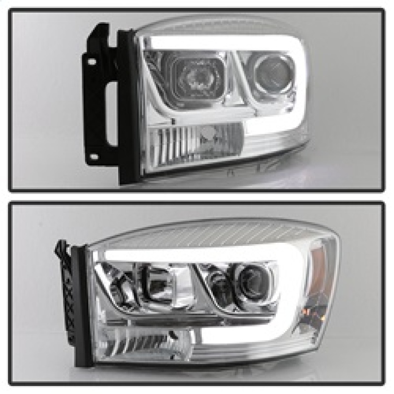Dodge Ram 1500 Headlights - SPYDER - Version 2 Projector - Light Bar DRL - Chrome - `06-`08