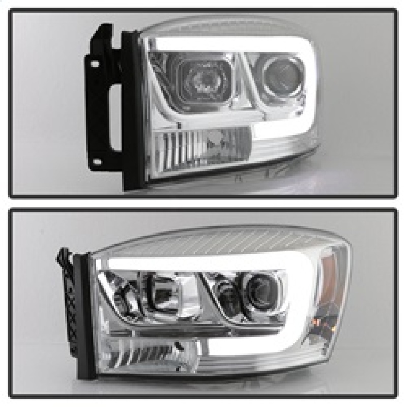 Dodge Ram 1500 Headlights - SPYDER - Version 2 Projector - Light Bar DRL - Chrome - `06-`08