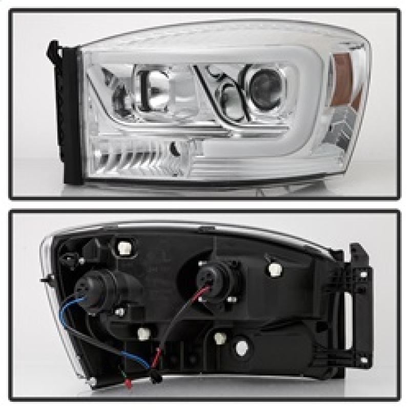 Dodge Ram 1500 Headlights - SPYDER - Version 2 Projector - Light Bar DRL - Chrome - `06-`08