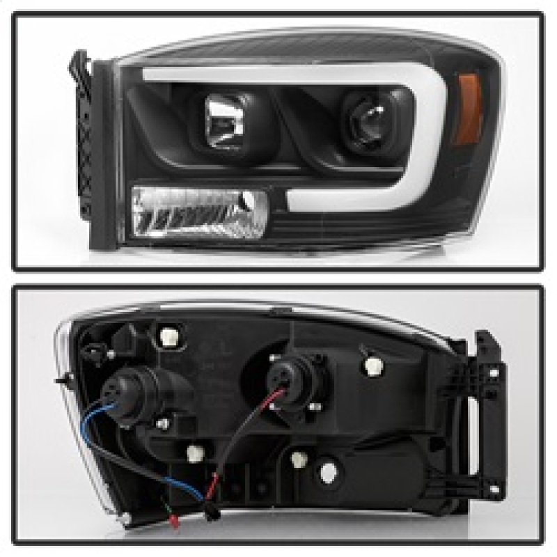 Dodge Ram 1500 Headlight Set - SPYDER - Version 2 - Light Bar DRL - Projector - Black - `06-`08