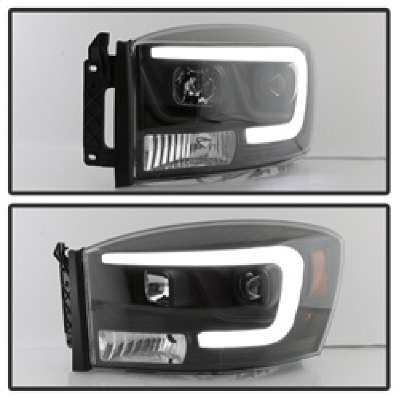 Dodge Ram 1500 Headlight Set - SPYDER - Version 2 - Light Bar DRL - Projector - Black - `06-`08