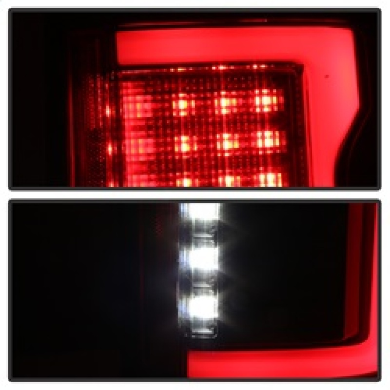 Ford F-150 LED Tail Lights - Rear - SPYDER - Light Bar, Compatible w/Rear Blind Spot Sensor - Black - `15-`18