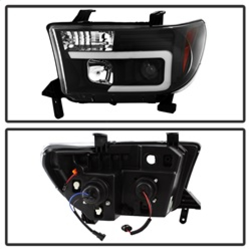 Toyota Sequoia Headlights - SPYDER - Projector, Light Bar DRL, Version 2 - Black - `08-`13