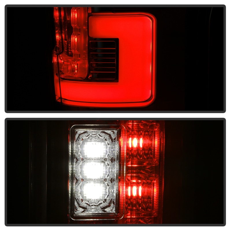 Ford F-250 SD LED Tail Lights - SPYDER - Red Clear - `17-`18