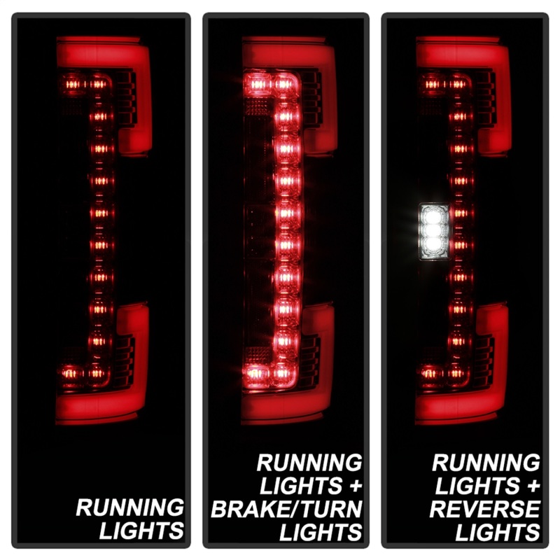 Ford F-250 SD LED Tail Lights - SPYDER - Red Clear - `17-`18