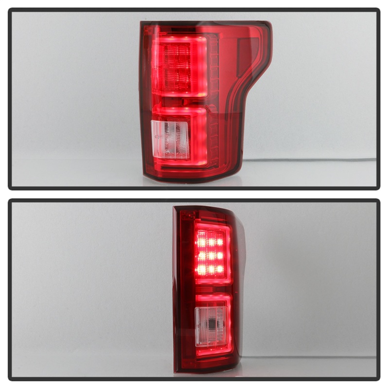 Ford F-150 LED Tail Lights - SPYDER - Light Bar - Red Clear - `18-`19