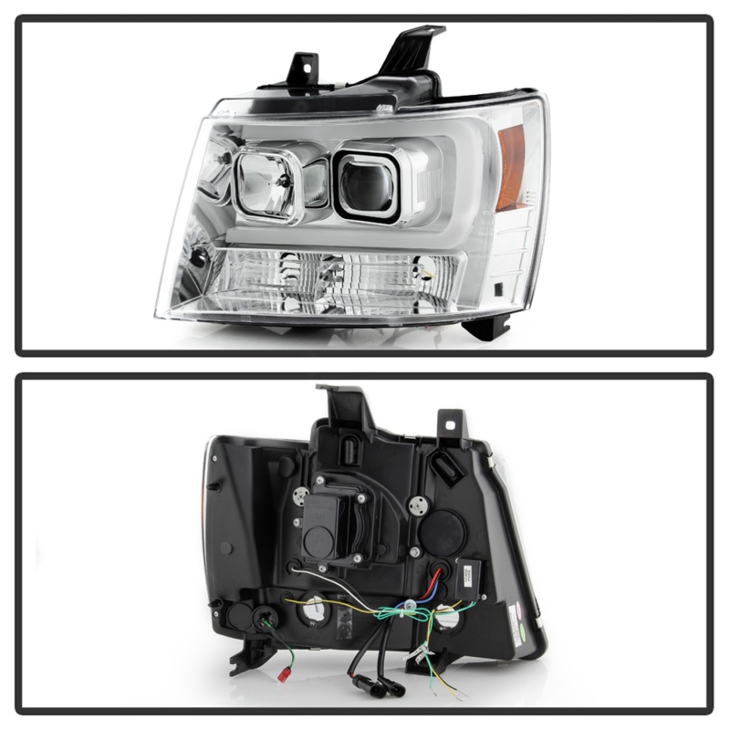 Chevrolet Tahoe Headlights - SPYDER - V2 Projector + Switch Back Turn Signal Light Bar - Chrome - `07-`14