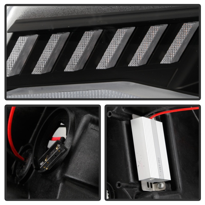 Chevrolet Camaro Headlights - SPYDER - Projector, Halogen, Sequential Turn Signal - Black - `16-`18