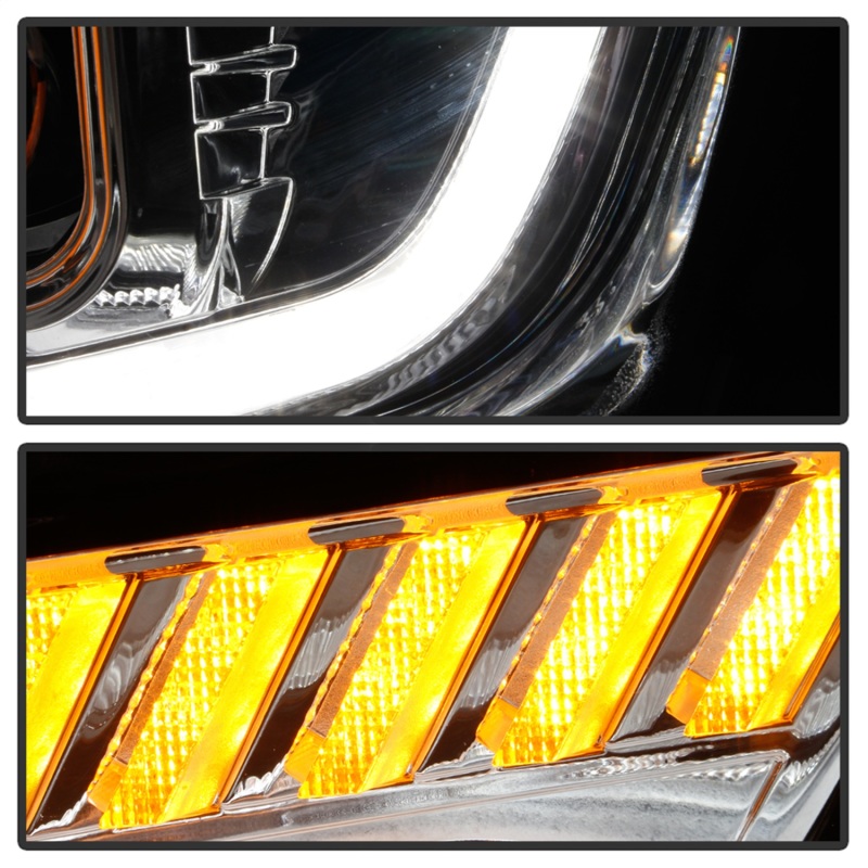 Chevrolet Camaro Headlights - SPYDER - Projector, Halogen Model, Sequential Turn Signal - Chrome - `16-`18