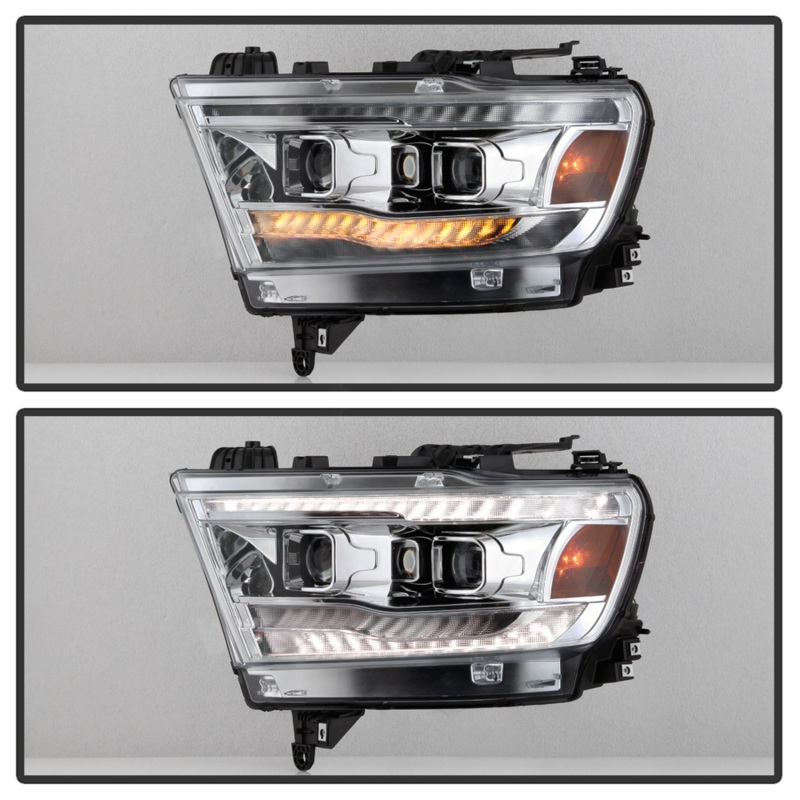 Dodge Ram Headlights - SPYDER - Projector, Halogen Model, Sequential Turn Signal - Chrome - `19-`20