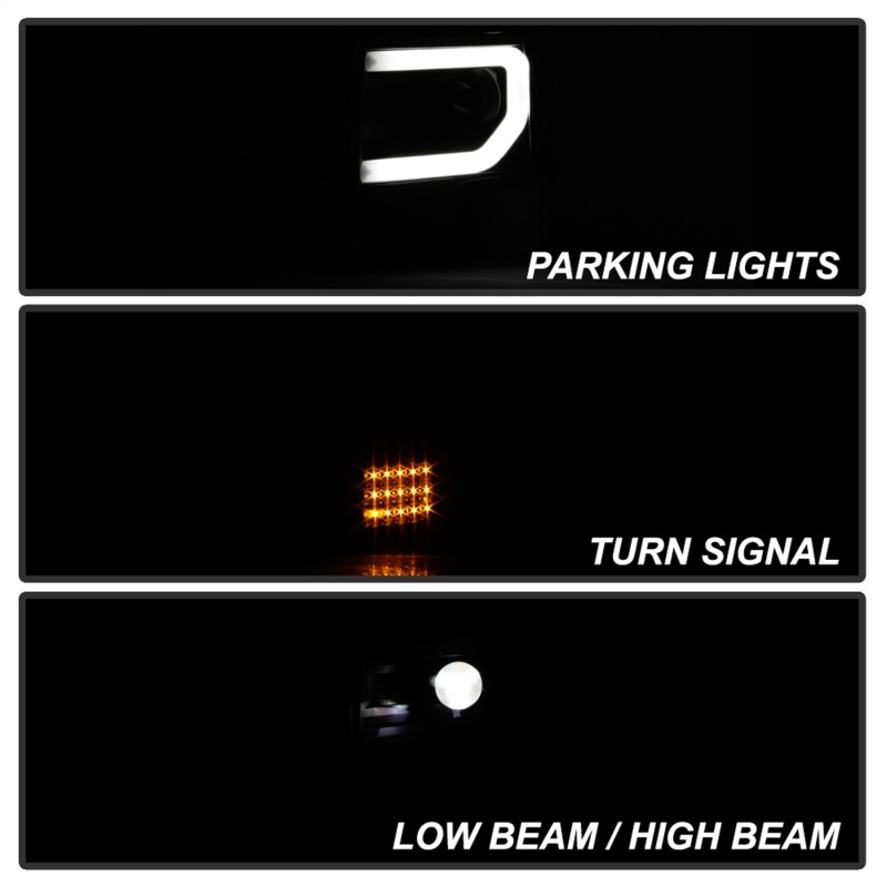 Ford F150 Headlights - SPYDER - LED Light Bar Projector - Sequential Turn Signal - Xenon Models Only - Black - `13-`14