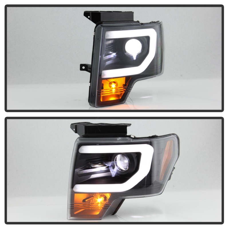 Ford F150 Headlights - SPYDER - LED Light Bar Projector - Black - `13-`14