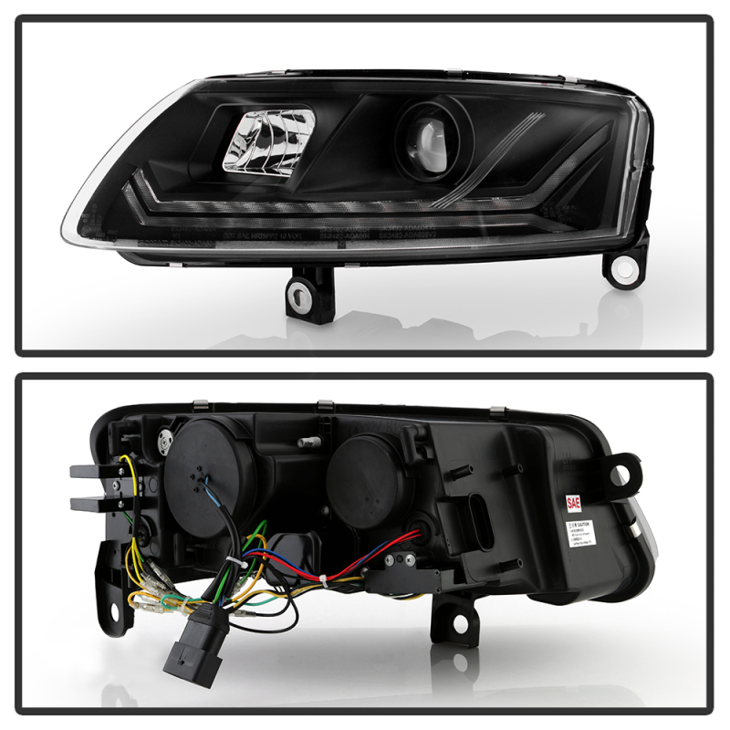 Audi A6 Headlights - SPYDER - Projector + Sequential LED Turn Signal - `05-`08
