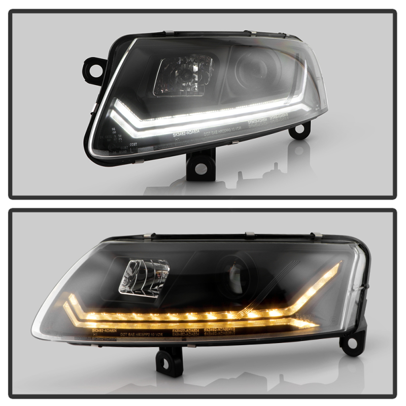 Audi A6 Projector Headlights - SPYDER - Sequential LED Turn Signal Lights, HID Model - `09-`11