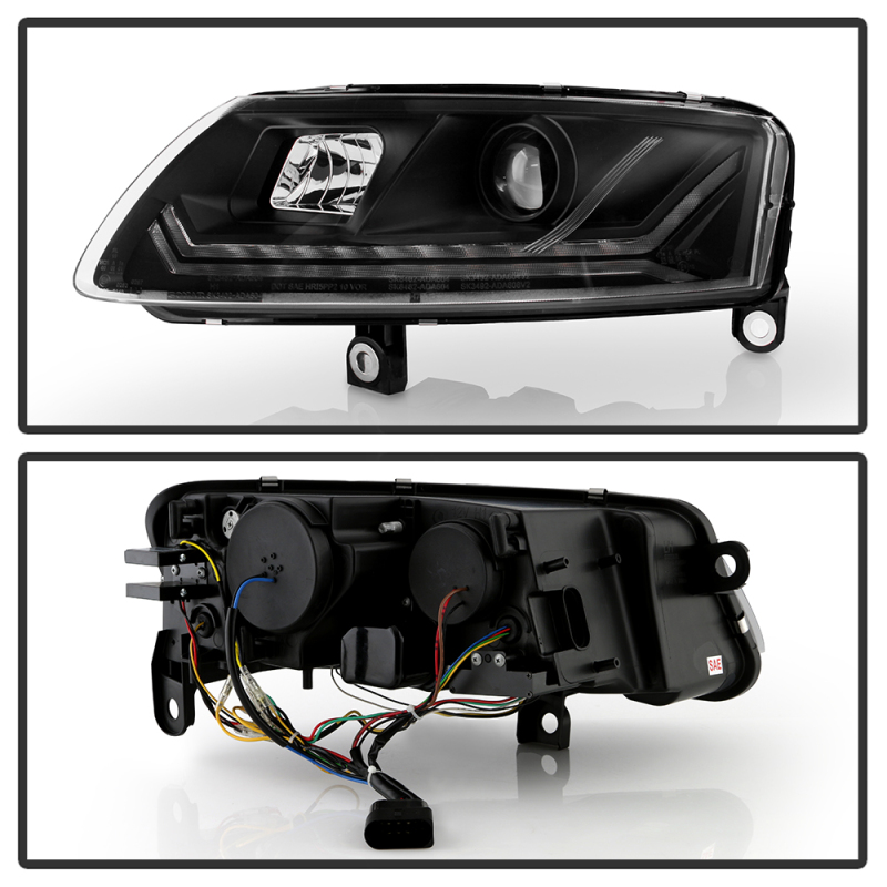 Audi A6 Projector Headlights - SPYDER - Sequential LED Turn Signal Lights, HID Model - `09-`11