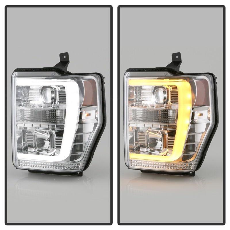 Ford F-350 Headlights - SPYDER - LED + Halogen, Version 2 - Chrome - `08-`10