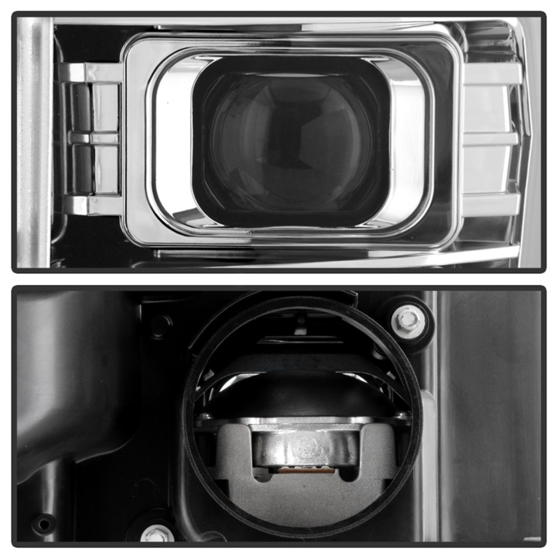 Ford F350 Headlights - SPYDER - Projector, Platinum Series, Version 2, High-Power LED, White Light Bar - Chrome - `11-`16