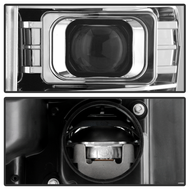 Ford F350 Headlights - SPYDER - Projector, Platinum Series, Version 2, High-Power LED, White Light Bar - Chrome - `11-`16