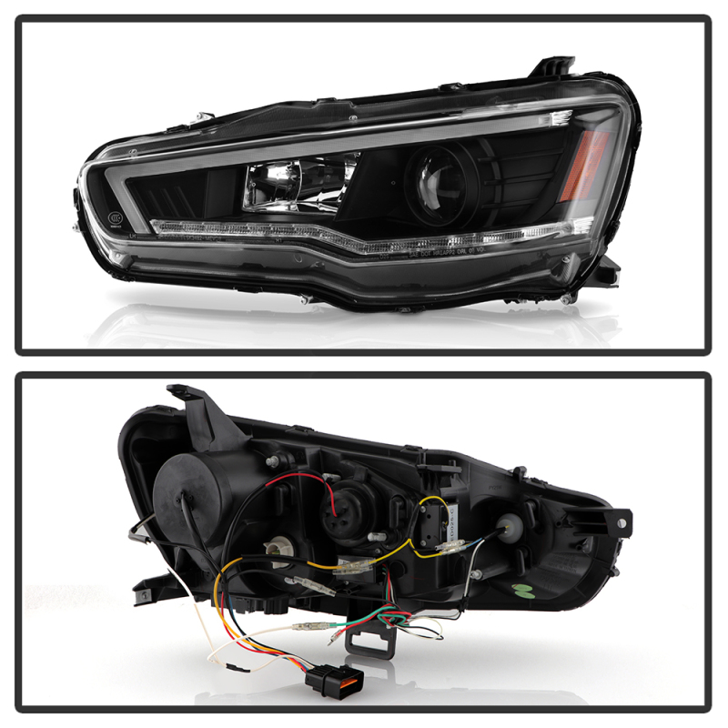Mitsubishi Lancer EVO Headlights - SPYDER - Projector - Black - `08-`17