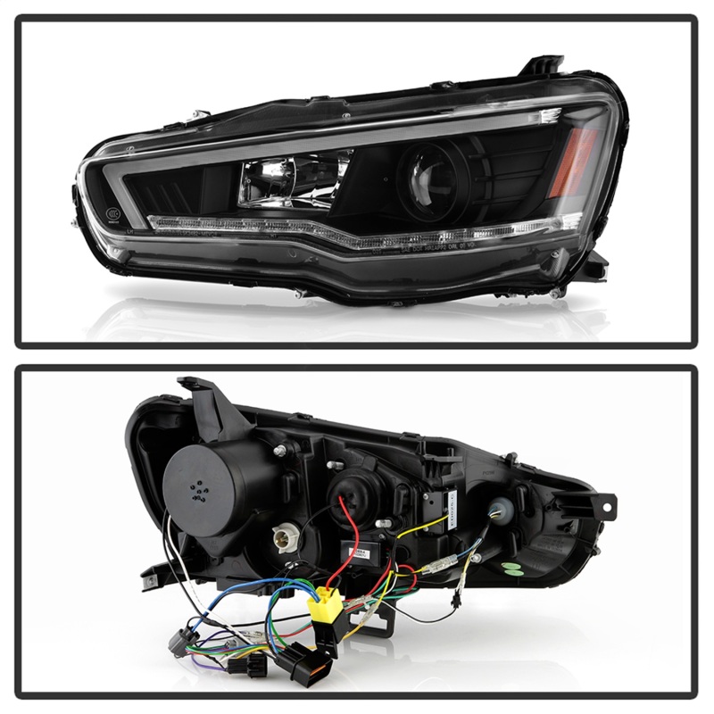Mitsubishi Lancer Headlights - SPYDER - Projector, Spyder Signature Series, Xenon/HID, Sequential LED Turn Signal - Black - `08-`17