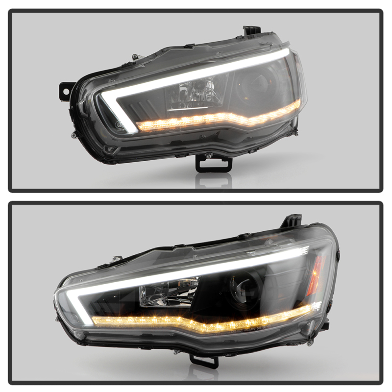 Mitsubishi Lancer Headlights - SPYDER - Projector, Spyder Signature Series, Xenon/HID, Sequential LED Turn Signal - Black - `08-`17