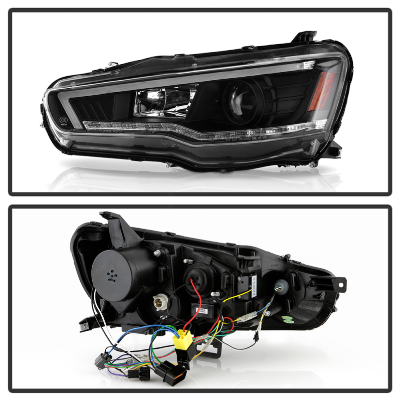 Mitsubishi Lancer Headlights - SPYDER - Projector, Spyder Signature Series, Xenon/HID, Sequential LED Turn Signal - Black - `08-`17