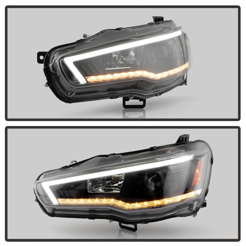 Mitsubishi Lancer Headlights - SPYDER - Projector, Spyder Signature Series, Xenon/HID, Sequential LED Turn Signal - Black - `08-`17