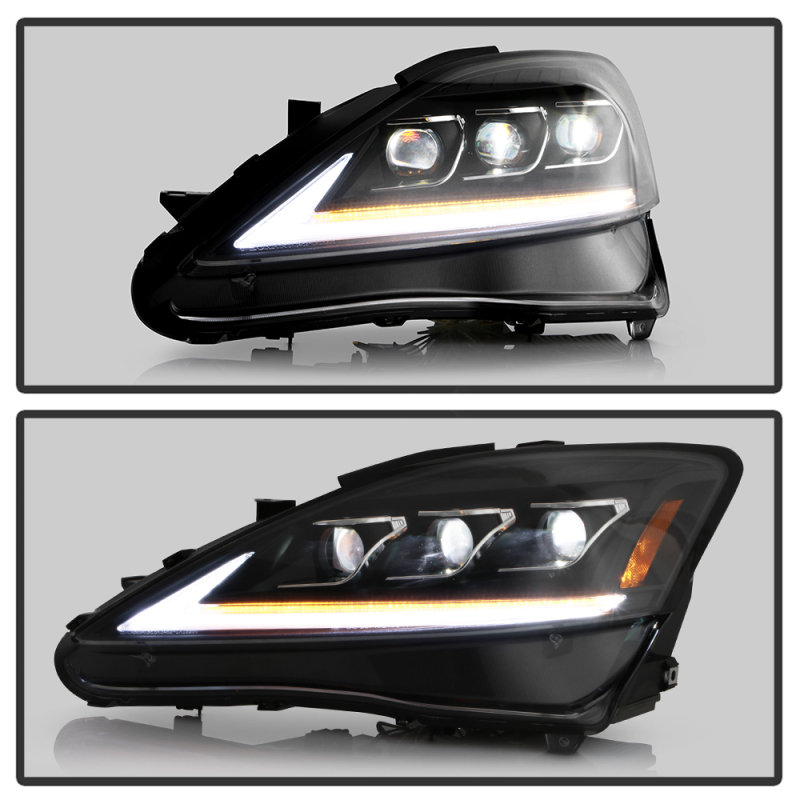 Lexus IS 250 Headlights - SPYDER - High-Power LED, Halogen Model, APEX Series - Black - `06-`10