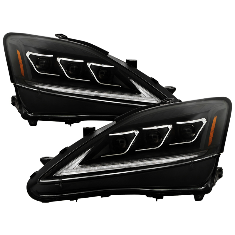 Lexus IS 250 Headlights - SPYDER - High-Power LED, Halogen Model, APEX Series - Black - `06-`10