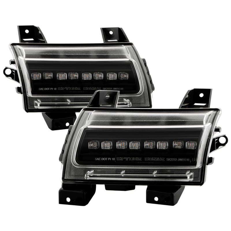 Jeep Wrangler LED Tail Lights - SPYDER - Sequential LED Turn Signal Lights - Black - `18-`20