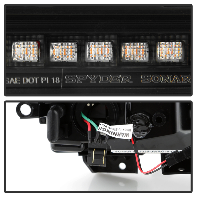 Jeep Wrangler LED Tail Lights - SPYDER - Sequential LED Turn Signal Lights - Black - `18-`20