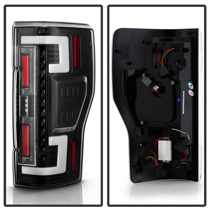 Ford F250 Superduty LED Tail Lights - SPYDER - Halogen Model Only - Black - `20-`21