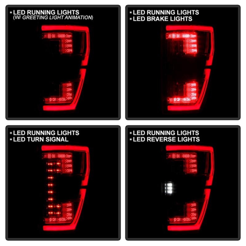 Ford F150 LED Tail Lights - SPYDER - Full LED w/ Blind Spot Sensor - Black - `21-`23