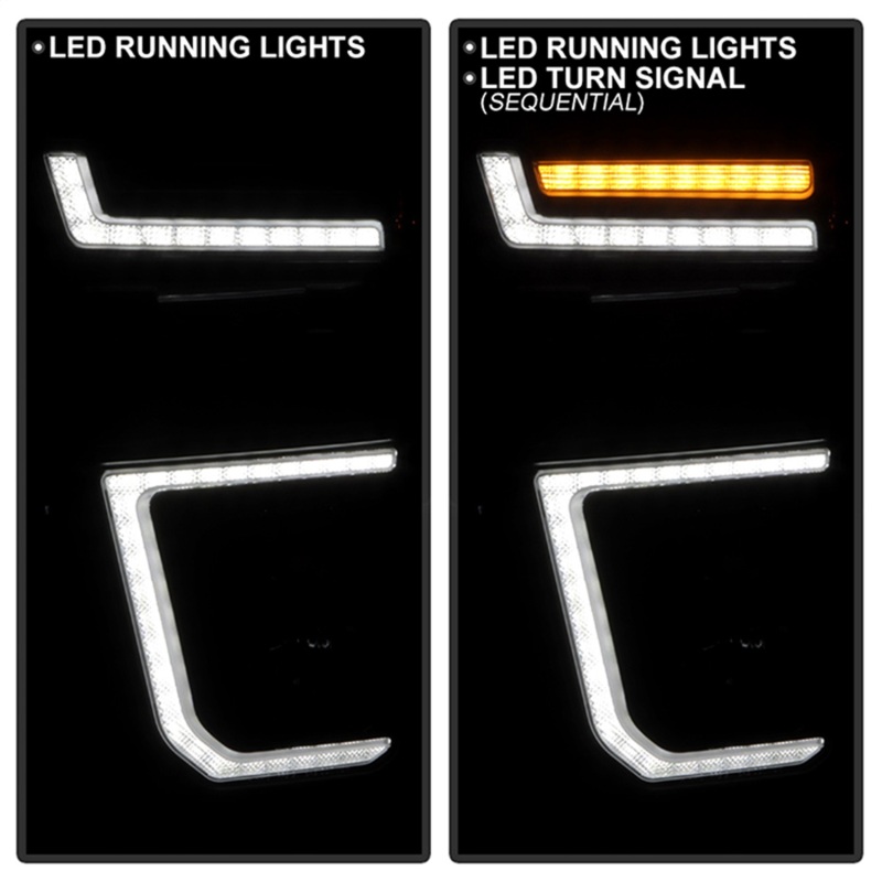 Chevrolet Silverado 2500 Headlights - SPYDER - LED Light Bar Projector, Sequential LED Turn Signal - Black - `20-`23