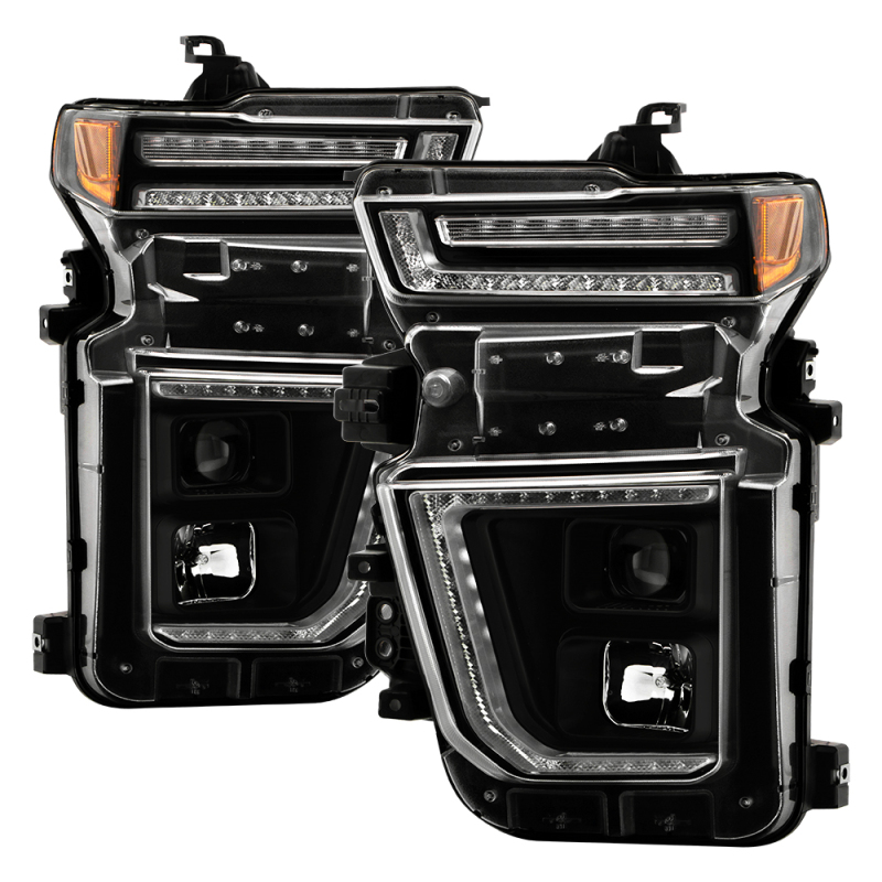 Chevrolet Silverado 2500 Headlights - SPYDER - LED Light Bar Projector, Sequential LED Turn Signal - Black - `20-`23