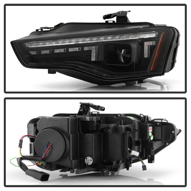 Audi A5 Projector Headlights - SPYDER - HID Model Only - Black - `13-`17