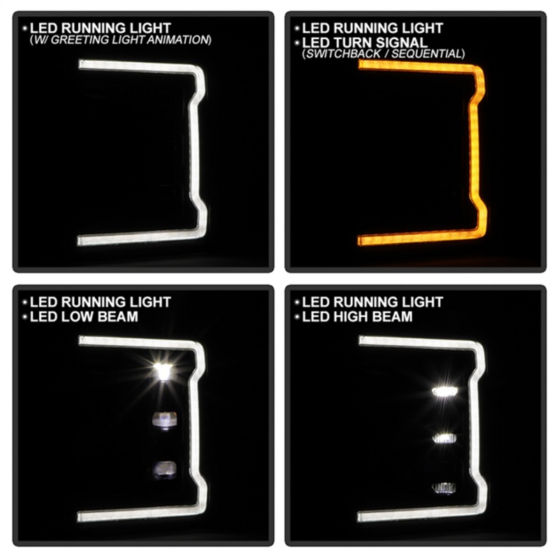 Ford F-350 Headlights - SPYDER - APEX Series Projector - Black - `17-`19