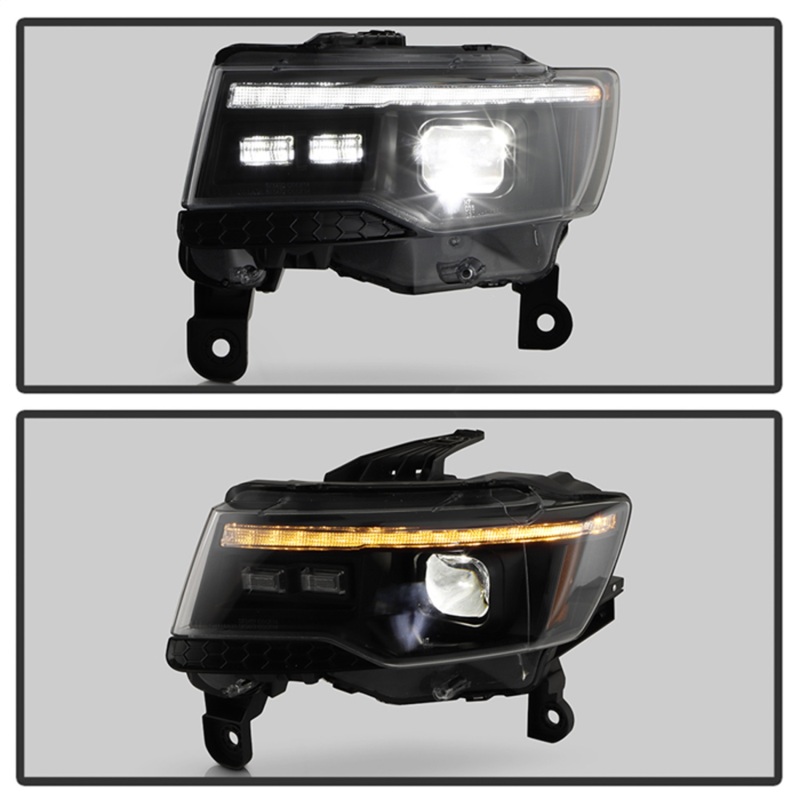 Jeep Grand Cherokee Headlights - SPYDER - High-Power LED, APEX Series, Projector, Factory HID - Black - `14-`21