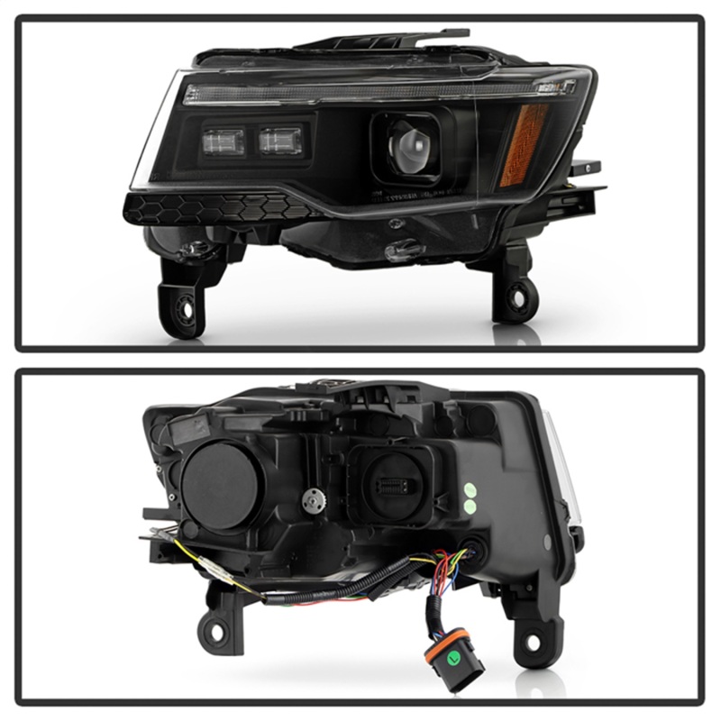 Jeep Grand Cherokee Headlights - SPYDER - High-Power LED, APEX Series, Projector, Factory HID - Black - `14-`21