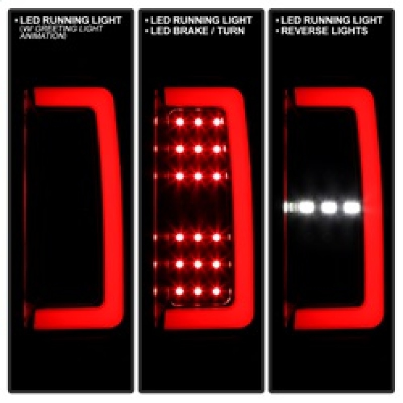 GMC Canyon LED Tail Lights - SPYDER - Red Light Bar - Black - `15-`19