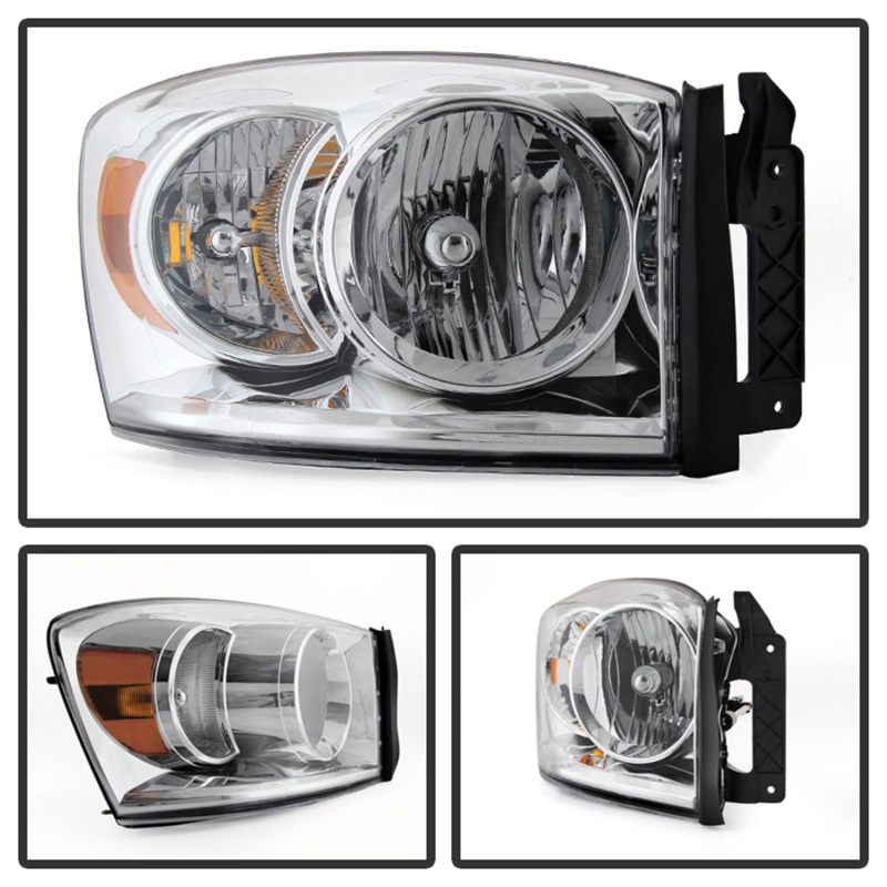 Dodge Ram 1500 Headlights - Front - SPYDER - xTune Crystal - Amber/Chrome - `06-`08