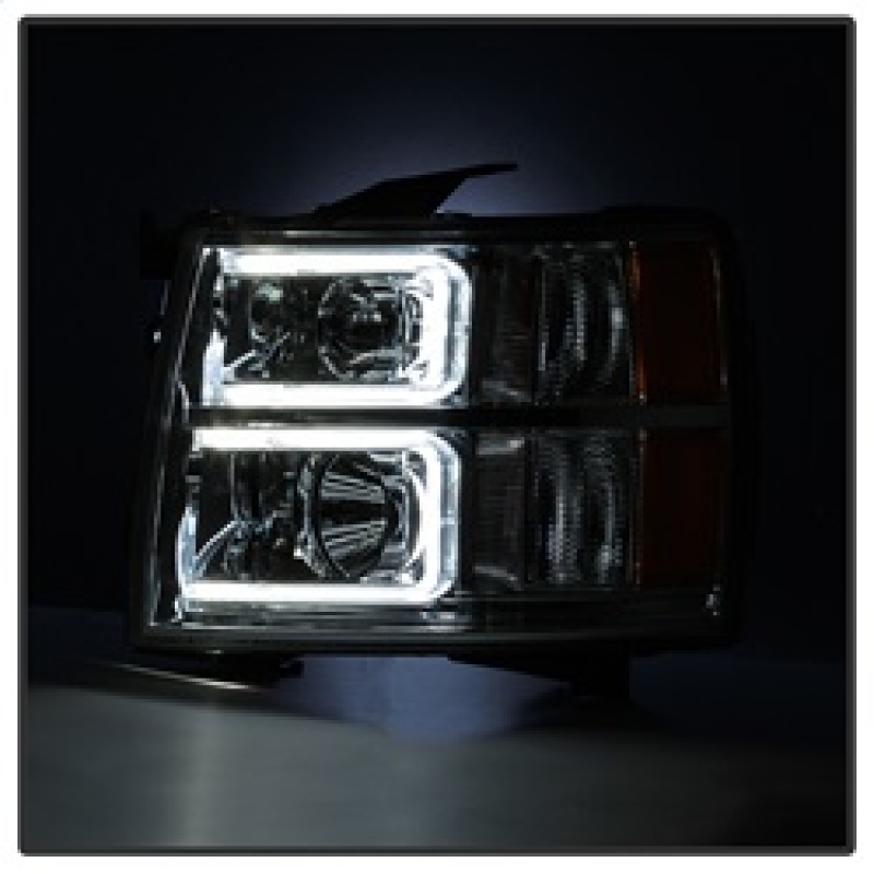 Chevrolet Silverado 1500 Headlights - Front - SPYDER - xTune Halo Projector, Light Tube Style - Chrome - `07-`13