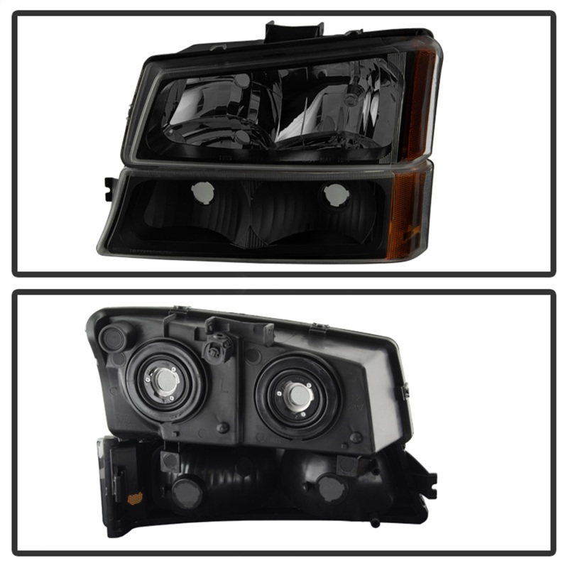 Chevrolet Silverado 2500HD Headlights with Bumper Lights - Front - SPYDER - xTune Crystal with Bumper Lights - Black Smoked - `03-`06