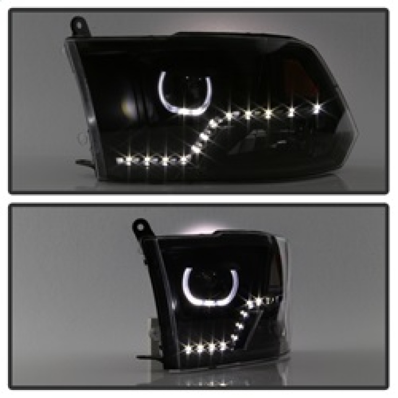 Dodge Ram Headlights - SPYDER - Halo LED Projector - Black - `09-`14