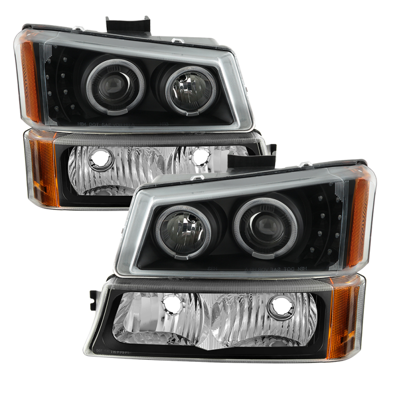 Chevrolet Silverado Headlights - SPYDER - Projector 4pcs - LED Halo - Black - `03-`06