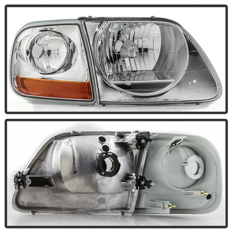 Ford F-150 Headlights - SPYDER - OEM Style Headlights w/Corner - Chrome - `97-`03
